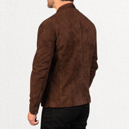 Men’s Brown Suede Leather Bomber Jacket