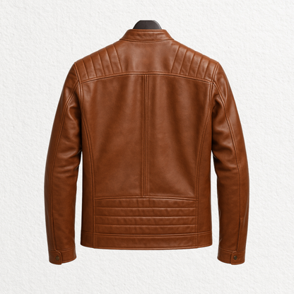 Men’s Brown Leather Cafe Racer Jacket
