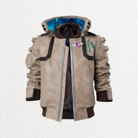 Cyberpunk-Inspired Samurai Leather Bomber Jacket