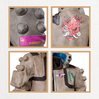 Cyberpunk-Inspired Samurai Leather Bomber Jacket