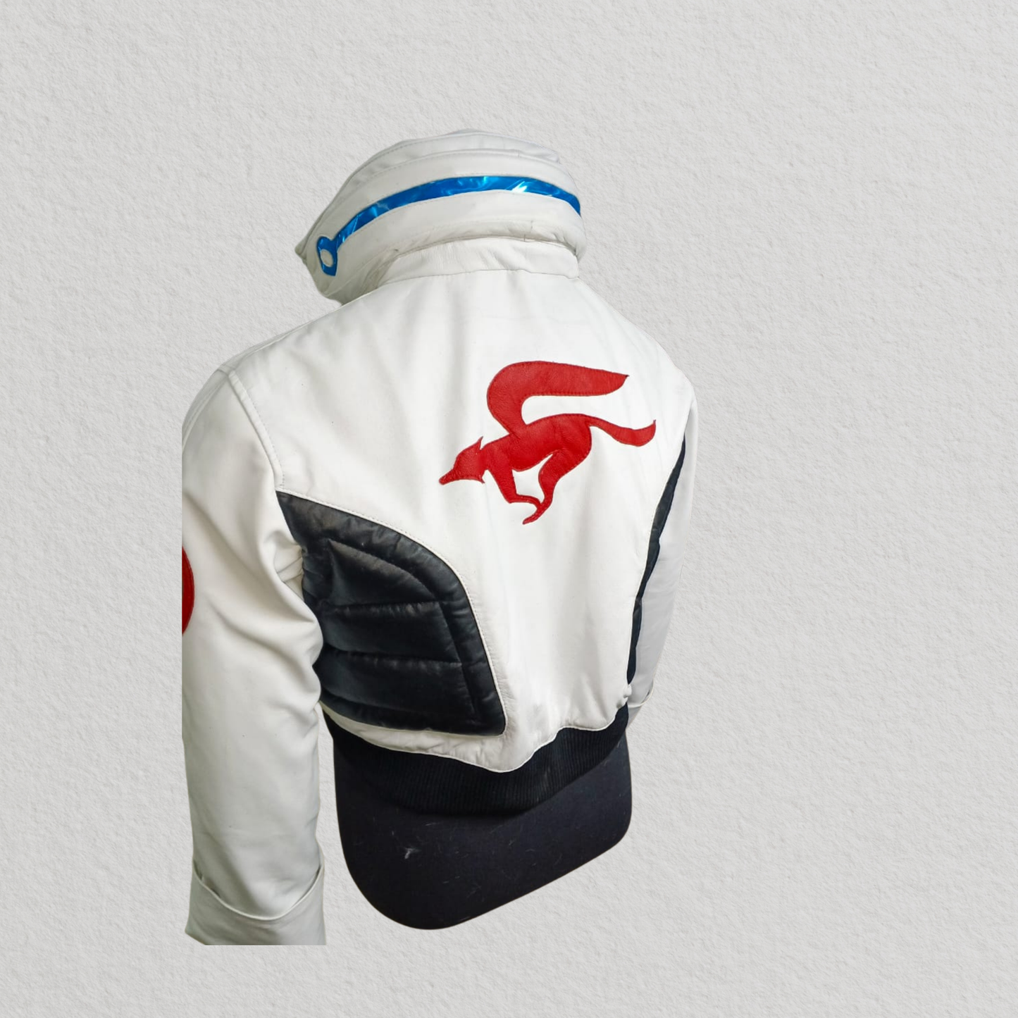 Cyberpunk-Inspired White LED Collar Leather Jacket