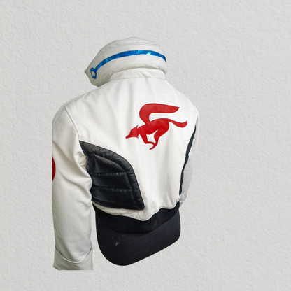Cyberpunk-Inspired White LED Collar Leather Jacket