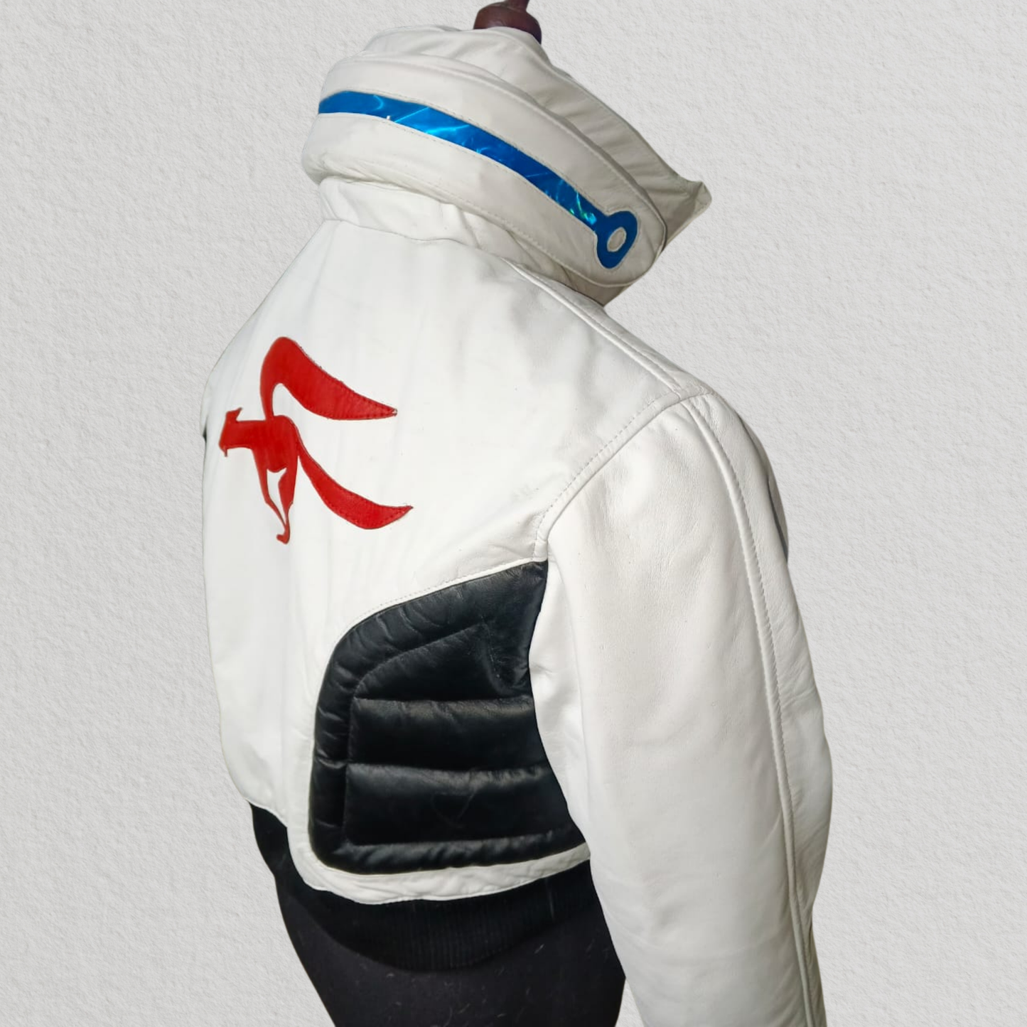 Cyberpunk-Inspired White LED Collar Leather Jacket