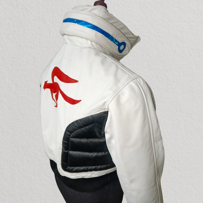 Cyberpunk-Inspired White LED Collar Leather Jacket