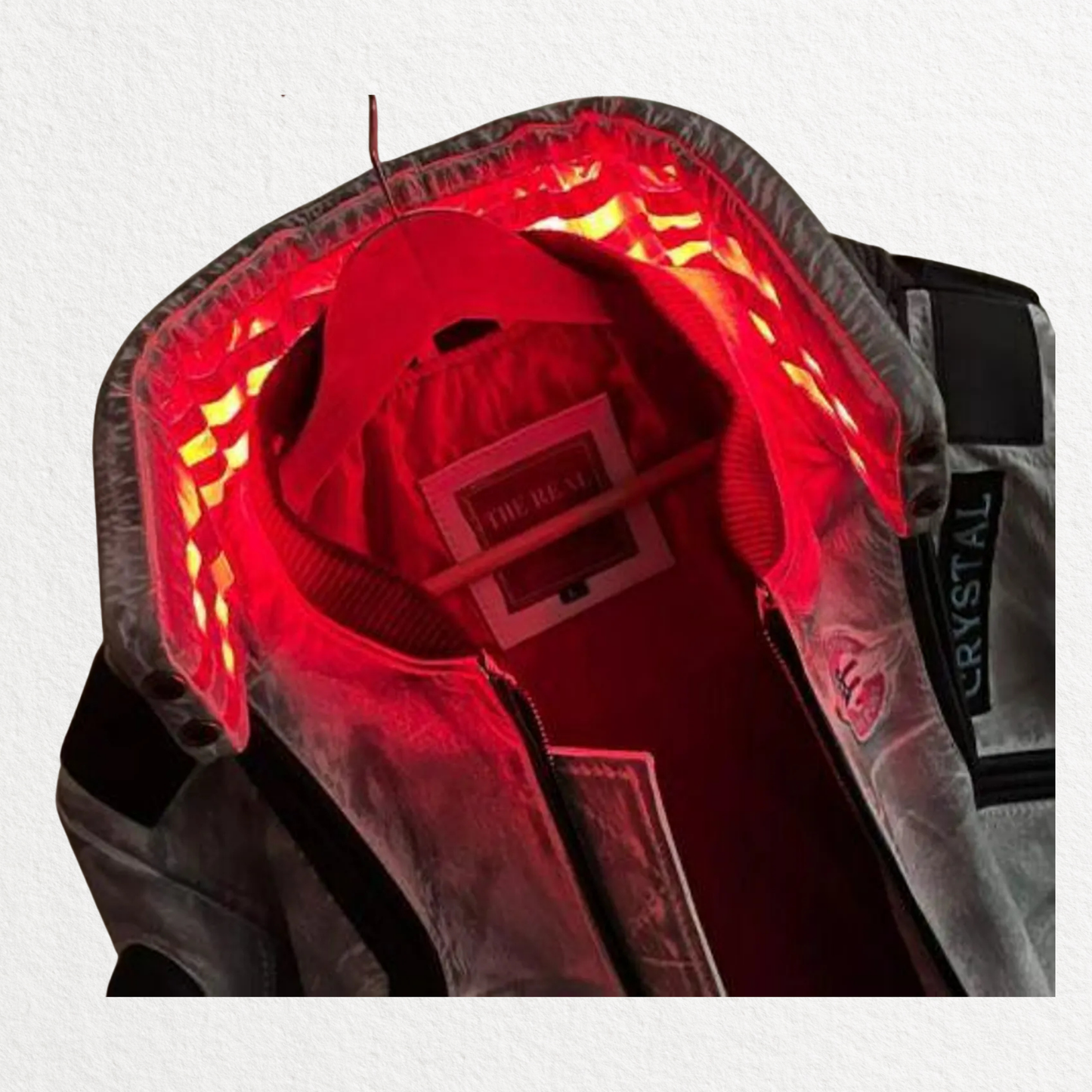 Cyberpunk-Inspired White Waxed Leather Jacket