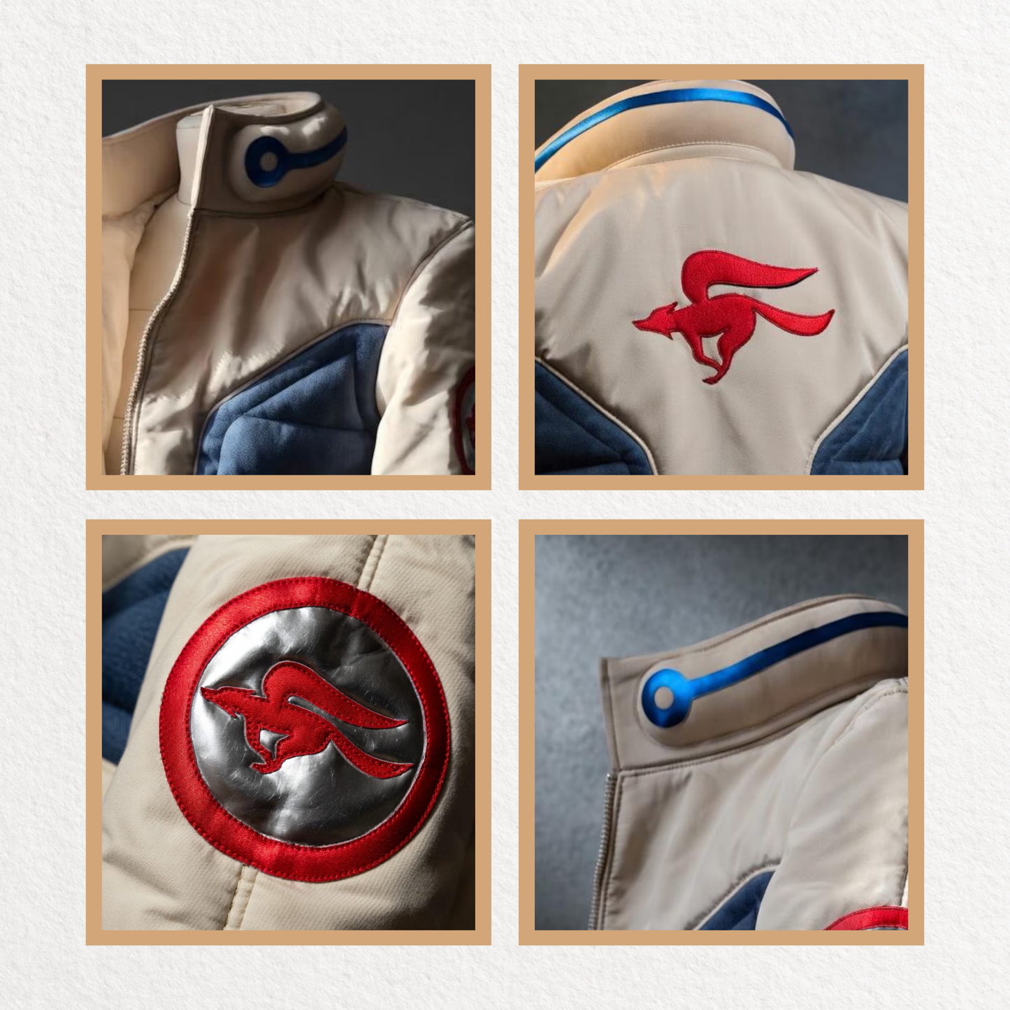 Men’s Fox Pilot Inspired Leather Cosplay Jacket with LED Collar