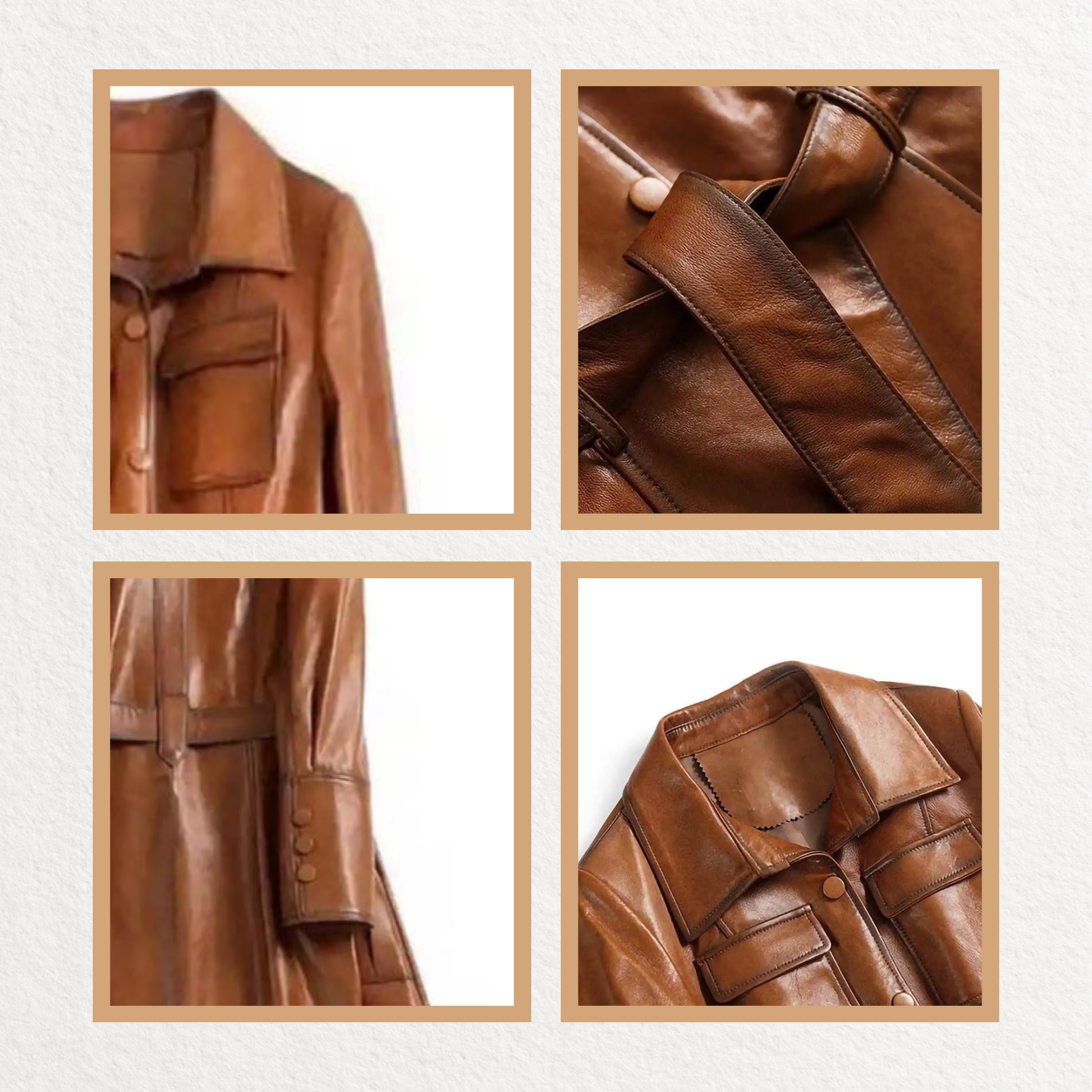 NordWolf women’s tan leather trench coat product image
