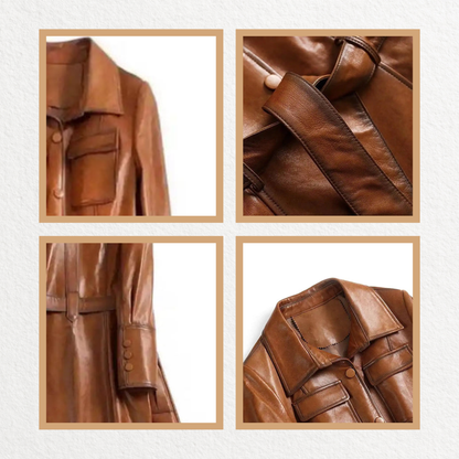 NordWolf women’s tan leather trench coat product image