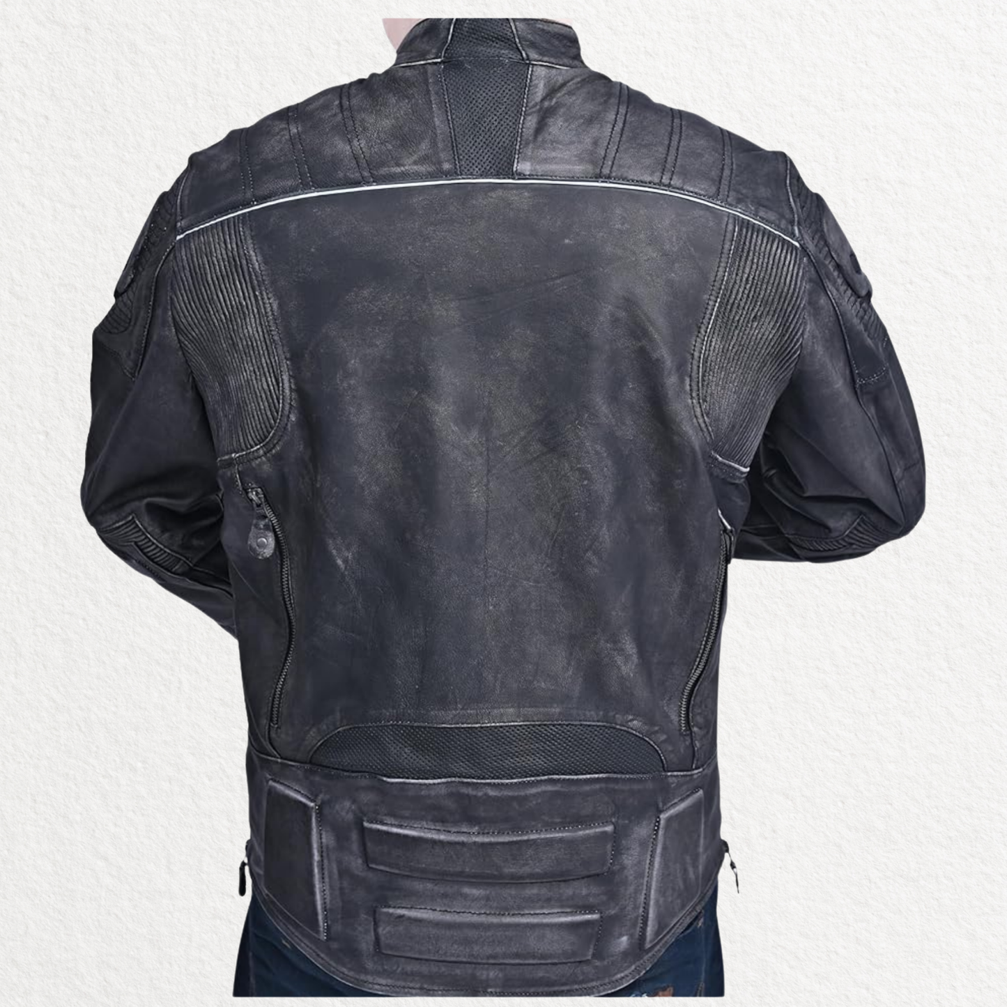 Men’s Distressed Skull Leather Biker Jacket
