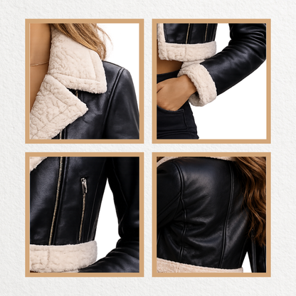Women’s Black Shearling Leather Jacket