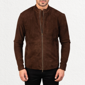 Men’s Brown Suede Leather Bomber Jacket