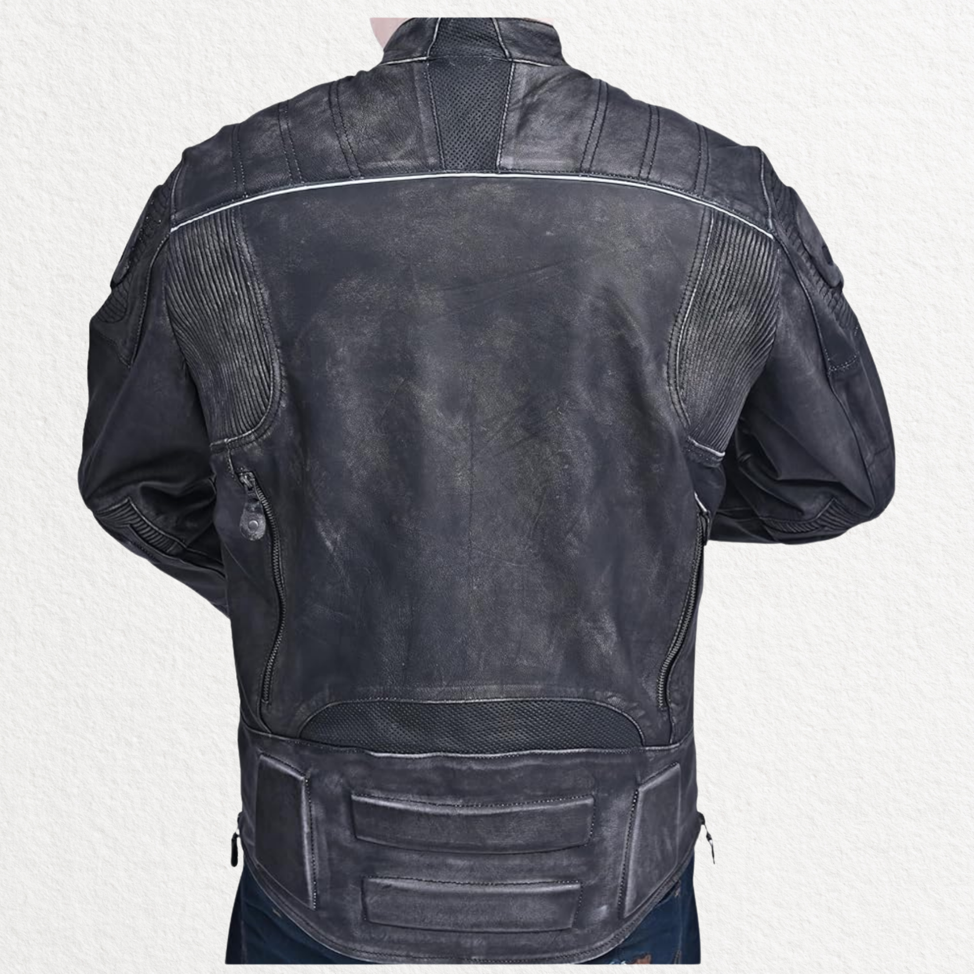 Men’s Distressed Skull Leather Biker Jacket