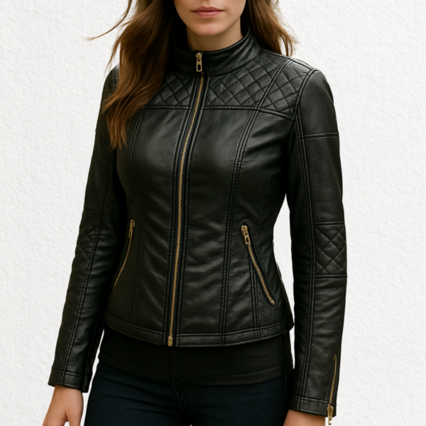Black Quilted Leather Jacket