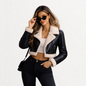 Black Shearling Leather Jacket